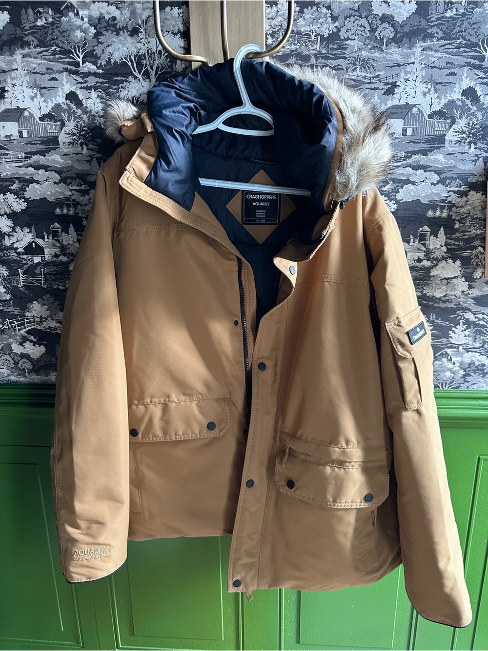Craghoppers Men’s Brown Puffer Parka with Faux Fur Trim